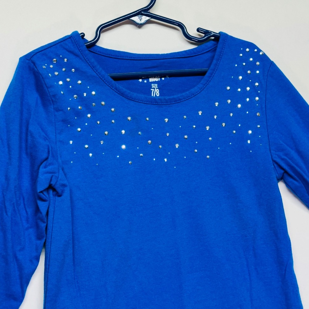 Extremely Me Royal Blue with Silver Metallic Flair Long Sleeve T-shirt Girls 6/7
